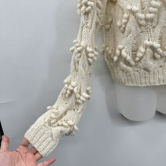 One On One Revolve Alpaca Popcorn Cable Knit Sweater Sz 1/Small Ivory Cottage ** - Picture 5 of 14